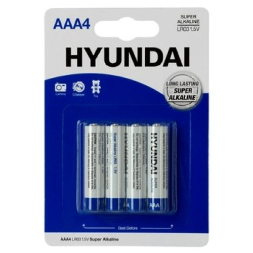 Батарейки Hyundai ALKALINE Мініпальчик LR-03 Лист 4в1